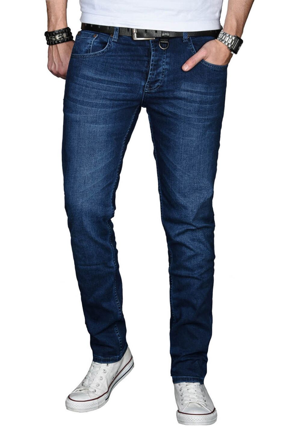 Jeans Para Hombre ALESSANDRO SALVARINI - Corte Tubular, Tejido Elástico, 5 Bolsillos, Varios Colores