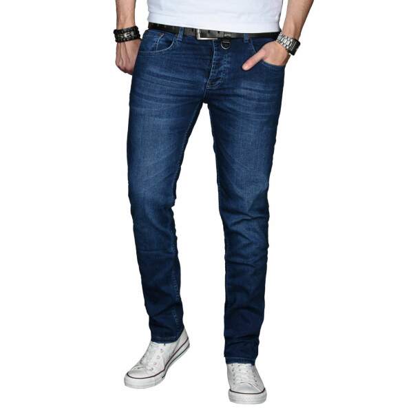 Alessandro Salvarini Herren Jeans Basic Stretch Dunkelblau Regular Slim