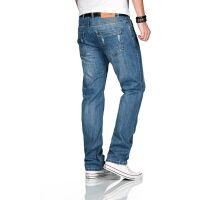 Alessandro Salvarini Herren Jeans destroyed elemente Hellblau gerades Bein W34 L32