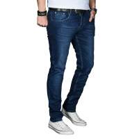 Alessandro Salvarini Herren Jeans Basic Stretch Dunkelblau Regular Slim W32 L32 in