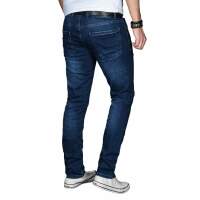 Alessandro Salvarini Herren Jeans Basic Stretch Dunkelblau Regular Slim W32 L34 in