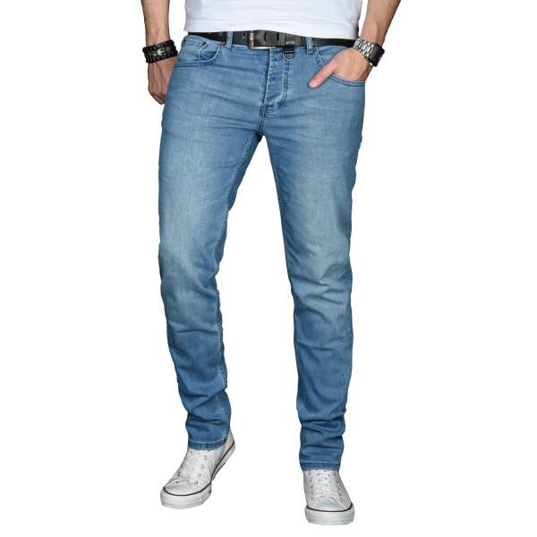 Alessandro Salvarini Herren Jeans Basic Stretch Hellblau Regular Slim
