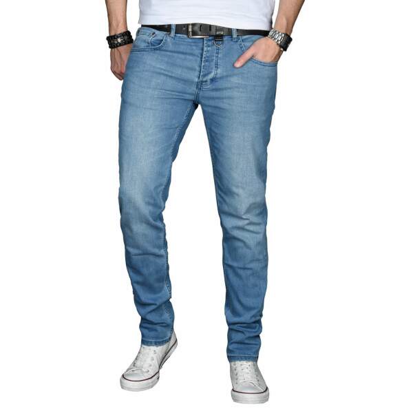 Alessandro Salvarini Herren Jeans Basic Stretch Hellblau Regular Slim W32 L30