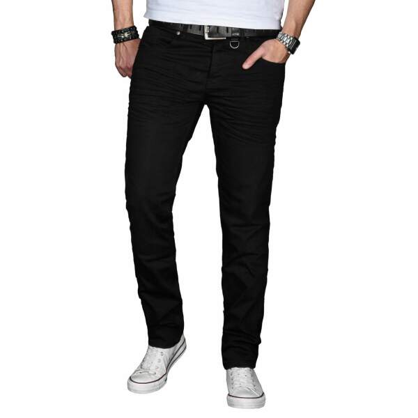 Alessandro Salvarini Herren Jeans Basic Stretch Schwarz Regular Slim W36 L32