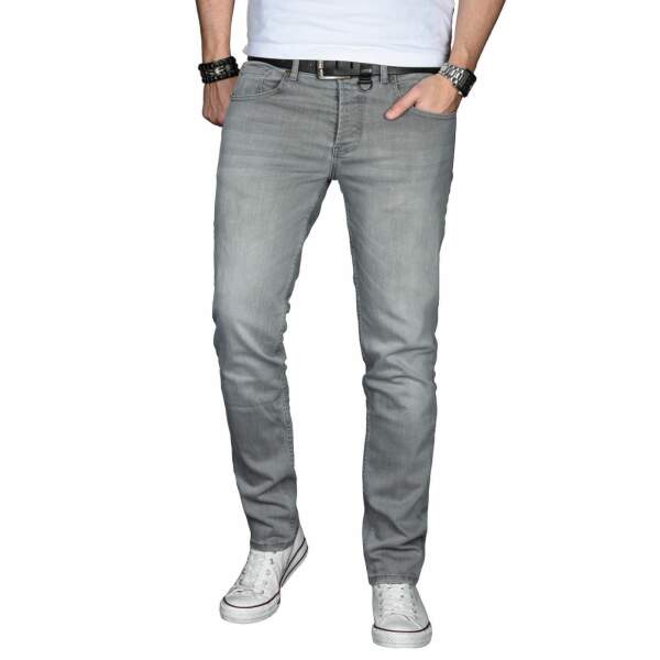 Alessandro Salvarini Herren Jeans Basic Stretch Hellgrau Regular Slim W30 L30