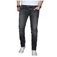 Alessandro Salvarini Herren Jeans Basic Stretch Dunkelgrau Regular Slim W30 L34