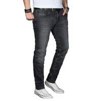Alessandro Salvarini Herren Jeans Basic Stretch Dunkelgrau Regular Slim W32 L32