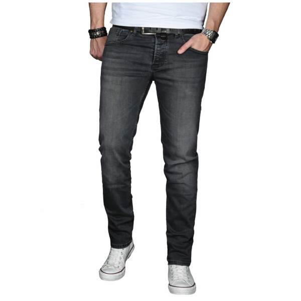Alessandro Salvarini Herren Jeans Basic Stretch Dunkelgrau Regular Slim W36 L34