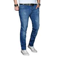 Alessandro Salvarini Herren Jeans Hose Stretch Jeanshose Regular Slim - Blau-W29-L32
