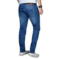 Alessandro Salvarini Herren Jeans Hose Stretch Jeanshose Regular Slim - Blau-W30-L34