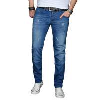 Alessandro Salvarini Herren Jeans Hose Stretch Jeanshose Regular Slim - Blau-W33-L30