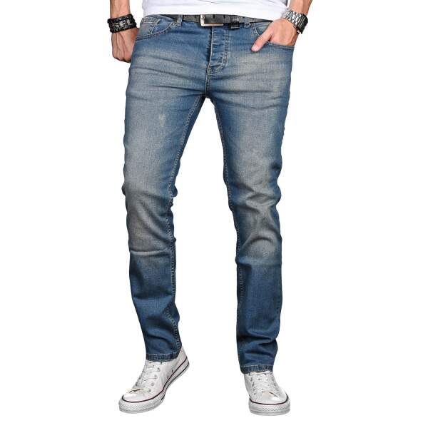 Alessandro Salvarini Herren Jeans Basic Stretch Hose Blau Regular Slim W36 L34