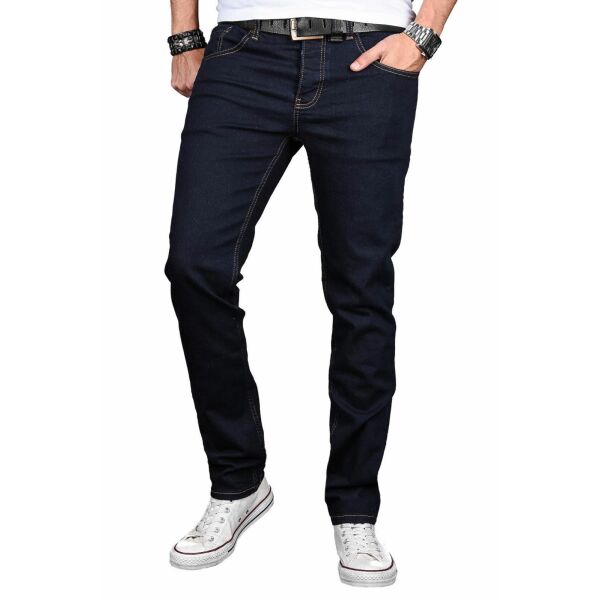 Alessandro Salvarini Herren Jeans Hose Basic Stretch Night Blue Regular Slim W32 L30