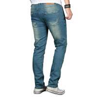 Alessandro Salvarini Herren Jeans Hose Basic Stretch Hellblau Regular Slim
