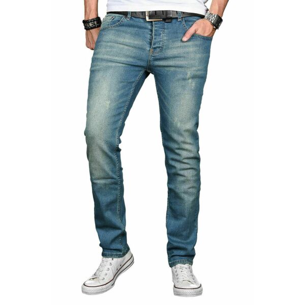 Alessandro Salvarini Herren Jeans Hose Basic Stretch Hellblau Regular Slim W38 L36