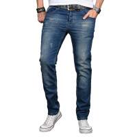 Alessandro Salvarini Herren Jeans Hose Basic Stretch Mittelblau Regular Slim W29 L30