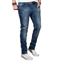 Alessandro Salvarini Herren Jeans Hose Basic Stretch Mittelblau Regular Slim W30 L32