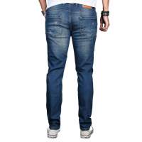 Alessandro Salvarini Herren Jeans Hose Basic Stretch Mittelblau Regular Slim W38 L36