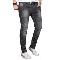 Alessandro Salvarini Herren Jeans Hose Basic Stretch Dunkelgrau Regular Slim W31 L30