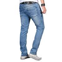 Alessandro Salvarini Herren Jeans Hose Basic Stretch Hellblau Regular Slim
