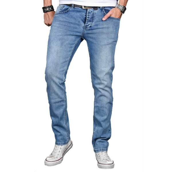 Alessandro Salvarini Herren Jeans Hose Basic Stretch Hellblau Regular Slim W30 L32