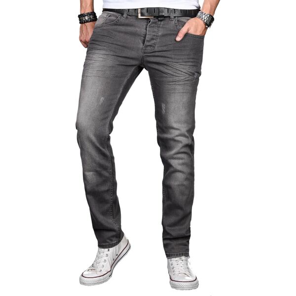 Alessandro Salvarini Herren Jeans Hose Basic Stretch Grau Regular Slim W31 L32