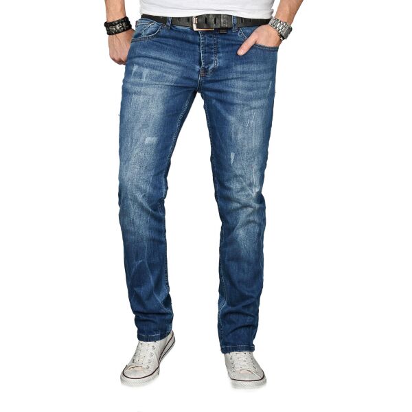 Alessandro Salvarini Denim Stretch Herren Jeans Hose Mittelblau Regular Slim W32 L34