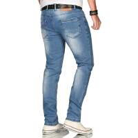 Alessandro Salvarini Herren Denim Jeanshose Stretch Hellblau Regular Slim W29 L30