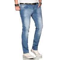 Alessandro Salvarini Herren Denim Jeanshose Stretch Hellblau Regular Slim W31 L30