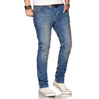 Alessandro Salvarini Herren Denim Jeanshose Stretch Mittelblau Regular Slim W29 L32