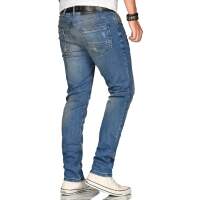 Alessandro Salvarini Herren Denim Jeanshose Stretch Mittelblau Regular Slim W29 L32