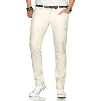 Alessandro Salvarini Herren uni Farbe Jeans Off White Regular Slim W29 L32