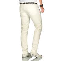 Alessandro Salvarini Herren uni Farbe Jeans Off White Regular Slim W30 L32