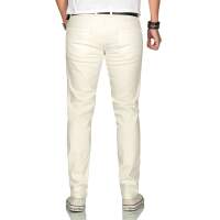 Alessandro Salvarini Herren uni Farbe Jeans Off White Regular Slim W30 L34
