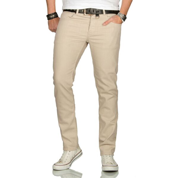 Alessandro Salvarini Herren uni Farbe Jeans Beige Regular Slim
