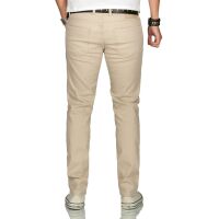 Alessandro Salvarini Herren uni Farbe Jeans Beige Regular Slim