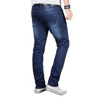 Alessandro Salvarini Herren Denim Jeans Blau Used Regular Slim