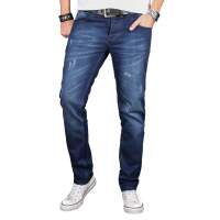 Alessandro Salvarini Herren Denim Jeans Blau Used Regular Slim W29 L32