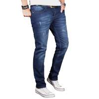 Alessandro Salvarini Herren Denim Jeans Blau Used Regular Slim W30 L30