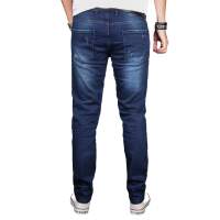 Alessandro Salvarini Herren Denim Jeans Blau Used Regular Slim W32 L36