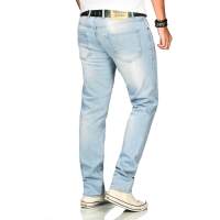 Alessandro Salvarini Herren Denim Jeans Hellblau Regular Slim