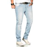 Alessandro Salvarini Herren Denim Jeans Hellblau Regular Slim W30 L30