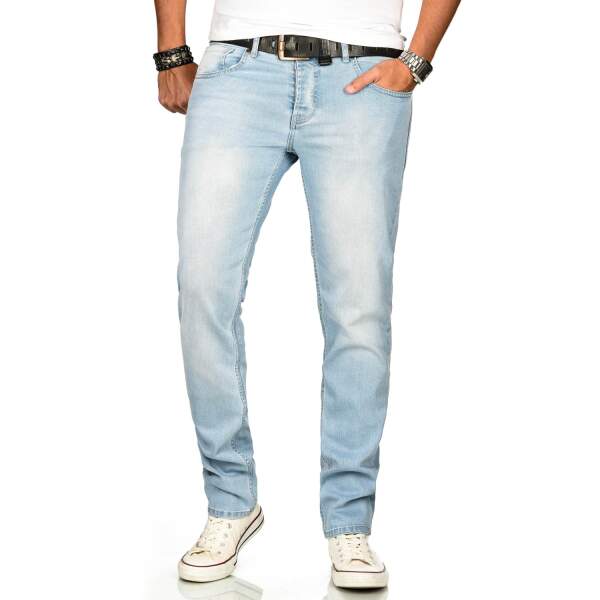 Alessandro Salvarini Herren Denim Jeans Hellblau Regular Slim W31 L34