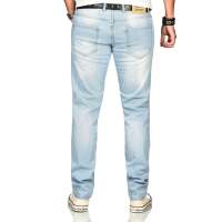 Alessandro Salvarini Herren Denim Jeans Hellblau Regular Slim W32 L30