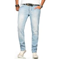 Alessandro Salvarini Herren Denim Jeans Hellblau Regular Slim W33 L30