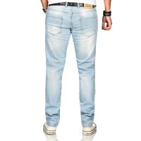 Alessandro Salvarini Herren Denim Jeans Hellblau Regular Slim W33 L30