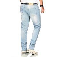 Alessandro Salvarini Herren Denim Jeans Hellblau Regular Slim W36 L32