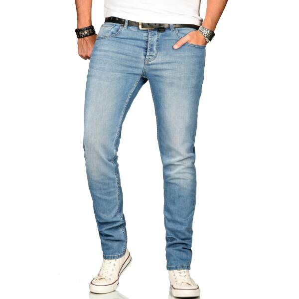 Alessandro Salvarini Herren Denim Jeans Blau Regular Slim