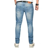 Alessandro Salvarini Herren Denim Jeans Blau Regular Slim W34 L36