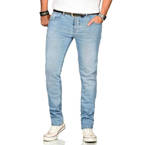 Alessandro Salvarini Herren Denim Jeans Hellblau Regular Slim